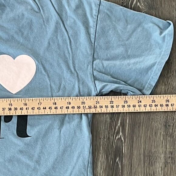 Topshop Wild Heart Cropped T-shirt Blue Size Small Short sleeve - Picture 5 of 10